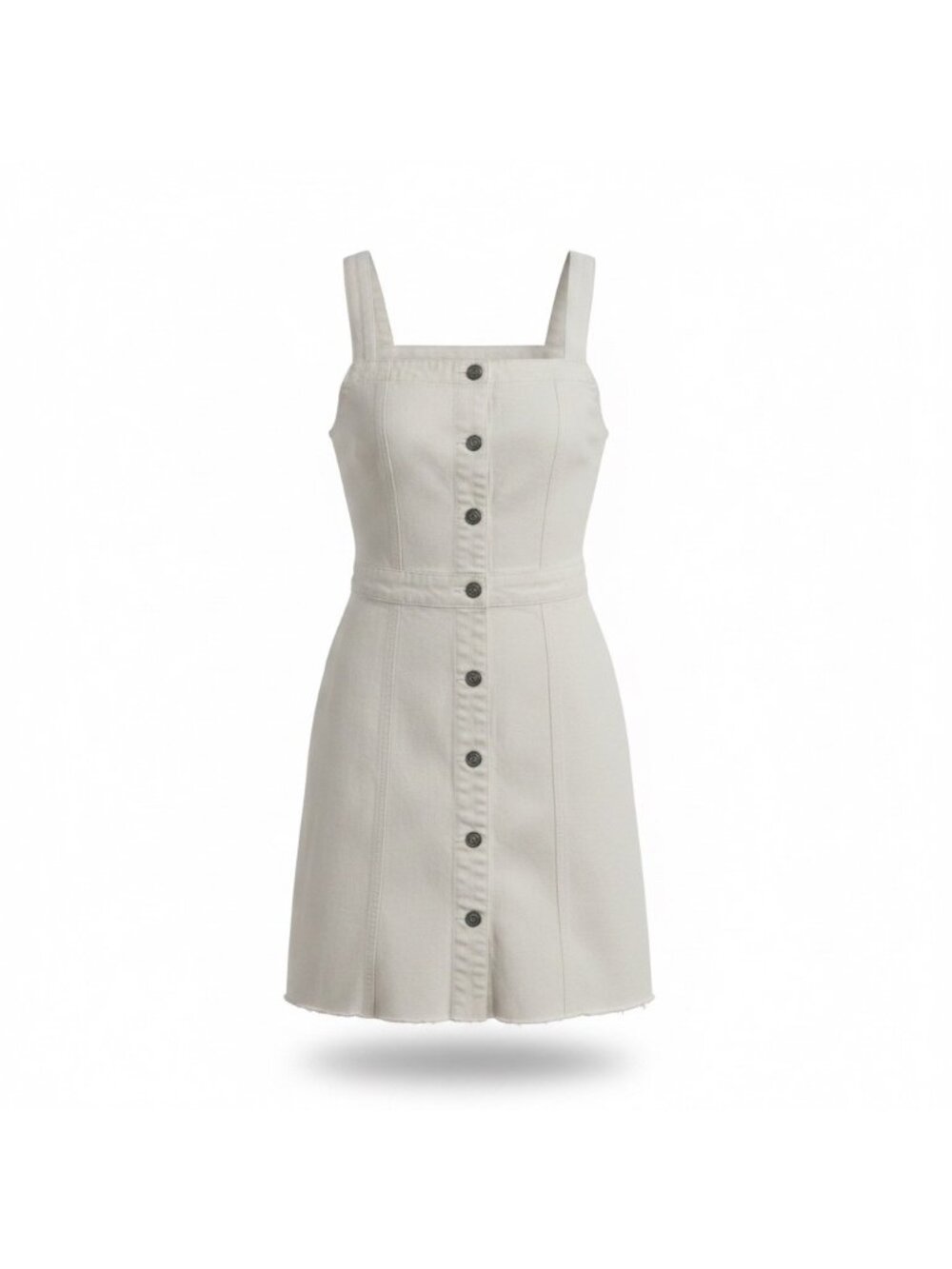 Boyish Womens White Cotton Button-Front Mini Dress Kennedy Style Size S